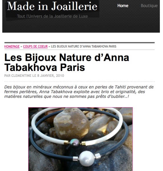 made in joaillerie, anna tabakhova, bijoux, paris